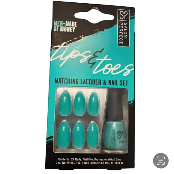 SALON PERFECT TIPS & TOES MER-MADE OF MONEY MATCHING LACQUER & NAIL SET - Picture 1 of 6